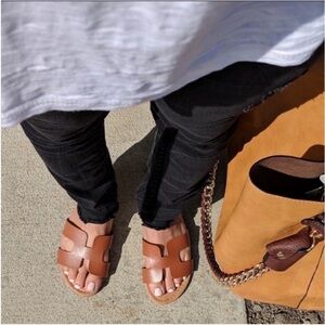H-Brown Leather Sandals